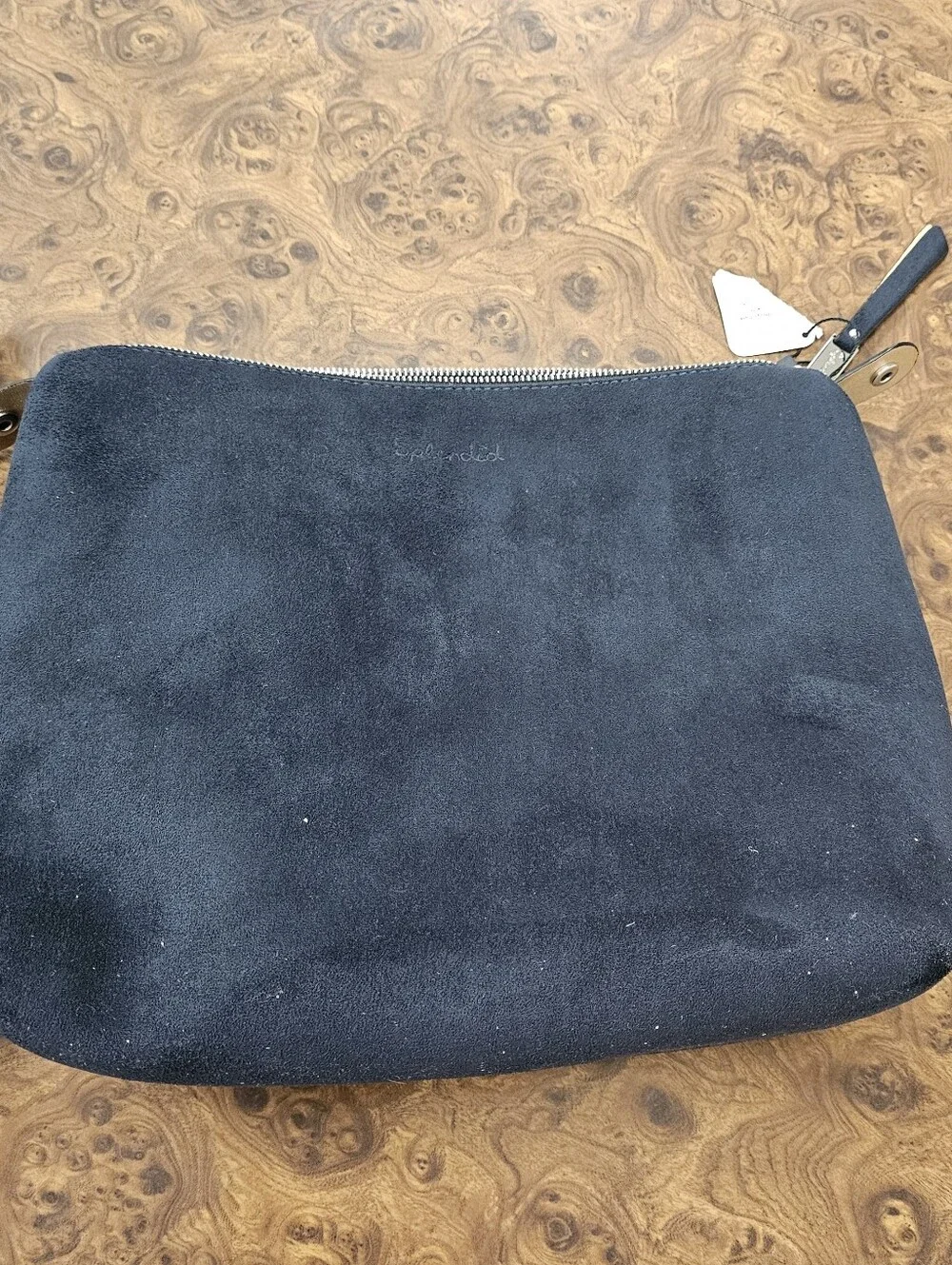 Splendid-Navy Blue Suede Tote Bag with laptop insert